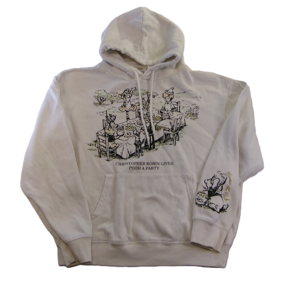 Disney Winnie the Pooh Cream Unisex Medium‎ Hoodie Party Graphic Sketch Cream